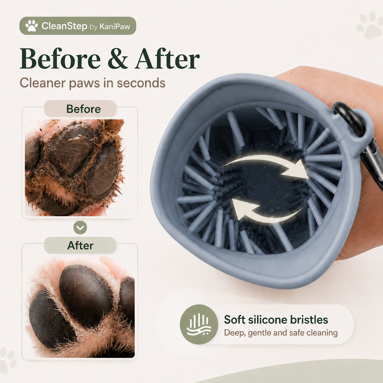 CleanStep by KaniPaw — 2-in-1 Dog Paw Cleaner