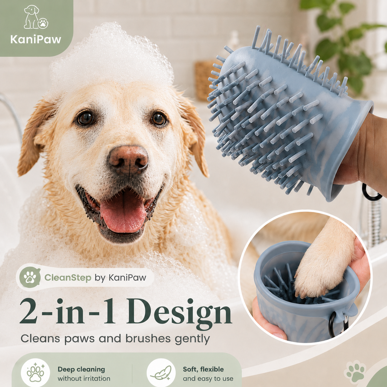 CleanStep by KaniPaw — 2-in-1 Dog Paw Cleaner